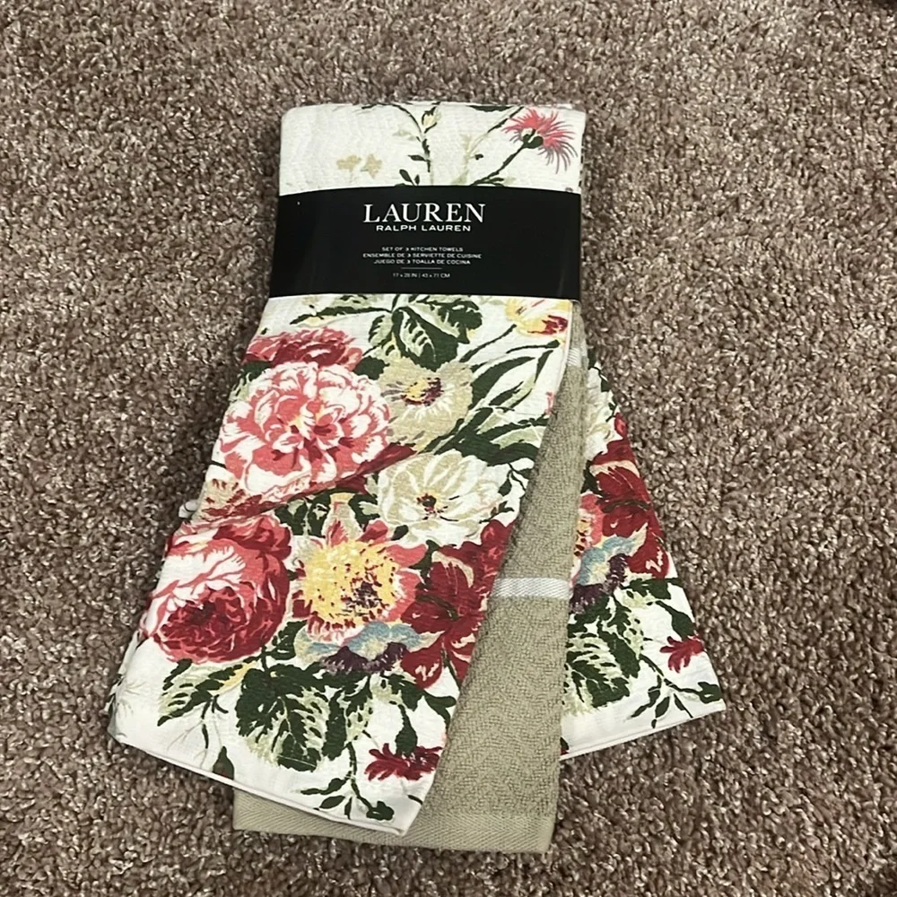 3 kitchen towels by Ralph Lauren brand new with tags